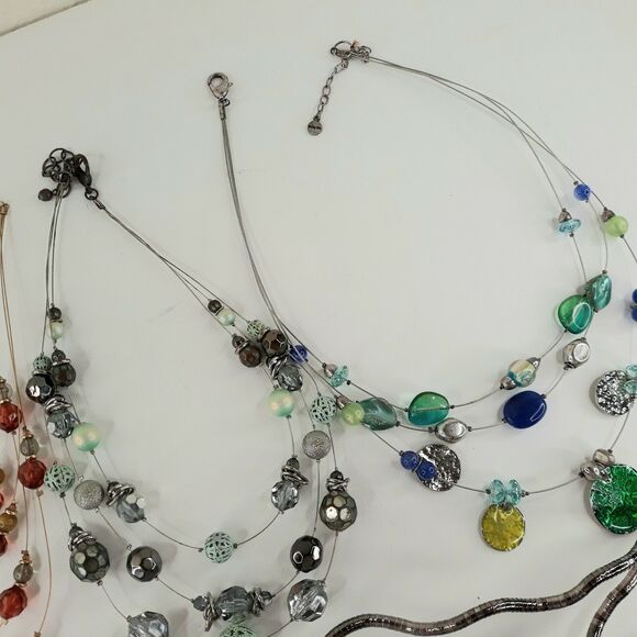 Necklaces Lot of 6 Wire Choker Charms Copper Stones Beads Vintage to Today - Picture 2 of 9